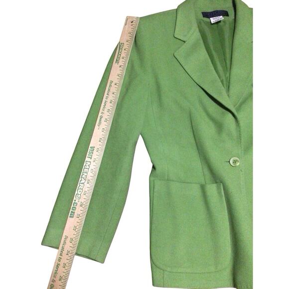 HARVE BENARD (VTG) Wool Cashmere Blend Blazer Jacket Green Preppy Versatile 14 - Picture 7 of 7